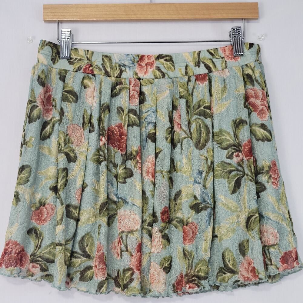 Denim & Supply Ralph Lauren Floral Bird Print Mini Skirt sz L Fairy Cottage Y2K